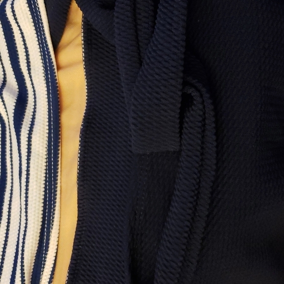 MOLYBELL Navy/White Swimsuit High Waisted Cut-our Zip-up Racerback Size Small - Picture 9 of 11